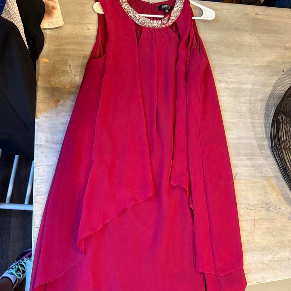 Pink beaded dress with silver embellishments